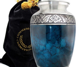 Blue Urns for Human Ashes Blue Cremation Urns for Adults Large XL Small Keepsakes Urn Urns for Humans & Burial Urns for Ashes Blue Urn