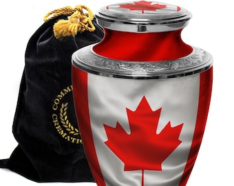 Canadian Flag Cremation Urn for Human Ashes, Cremation Urns for Adults, Urns for Humans, Urns for Ashes Full Size, Cremate Urn XL Canada