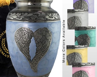 Classic Dark Sky Blue Cremation Adult urn - Memorial Funeral Vase with Secure Lid Cremation Urn for Human Ashes Adult