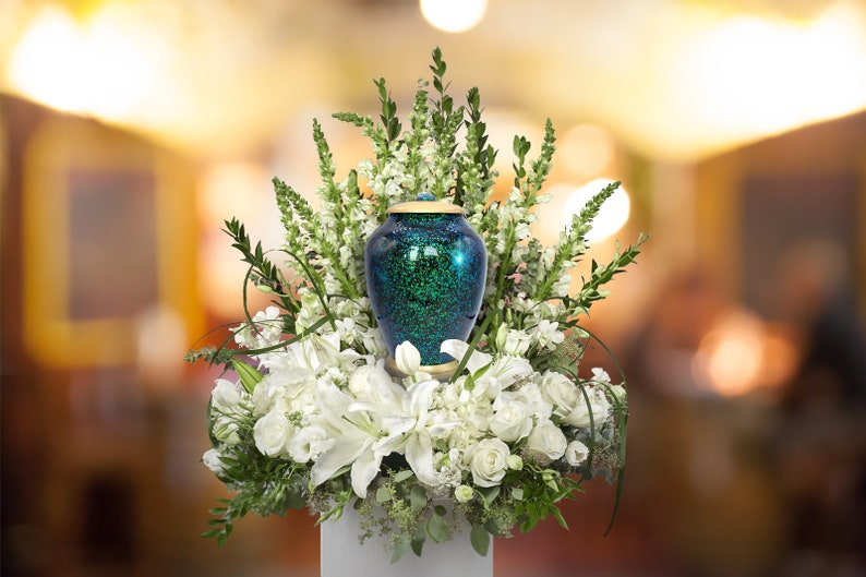 Green Sparkle Cremation Urns for Human Ashes Large XL Small Cremation Urns for Adults Keepsakes Urn Urns for Humans & Burial Urns for Ashes image 3