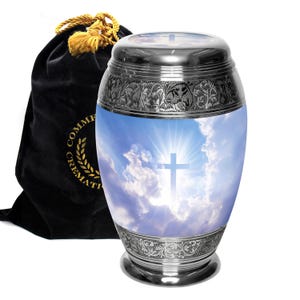 Cross Custom Cremation Urn Set - Purple urns for human ashes, XL L S Adult Cremation Urn for Ashes - Male or Female unique cremation urn