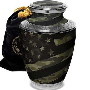 Camouflage-urn: handgegraveerde militaire asurn