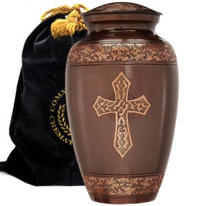 Bronze Cross Cremation Urns for Human Ashes Large XL Small Cremation Urns for Adults Keepsakes Urn Urns for Humans & Burial Urns for Ashes