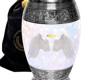 Guardian Angel Cremation Urn for Human Ashes Beautifully Handcrafted Metal Urns for Ashes - Personalized Urn with Engraving Available