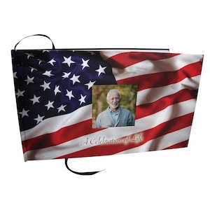 American Flag Theme Celebration of Life Funeral Guest Book for Funeral or Memorial Service Funeral Guest Sign in Book Funeral Guest Books
