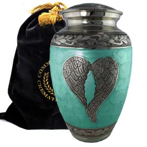 Crematie-urn Angel Wings: mintgroene urn voor menselijke as