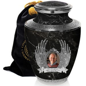 Elegant Black Cremation Urns for Human Ashes Large XL Small Cremation Urns for Adults Keepsakes Urn Urns for Humans & Burial Urns for Ashes