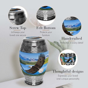 Bald Eagle Cremation Urns for Human Ashes Large XL Small Cremation Urns for Adults Keepsakes Urn Urns for Humans & Burial Urns for Ashes image 3