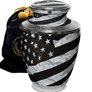 Crematie-urn luchtmacht: militaire urn met camouflageprint voor as