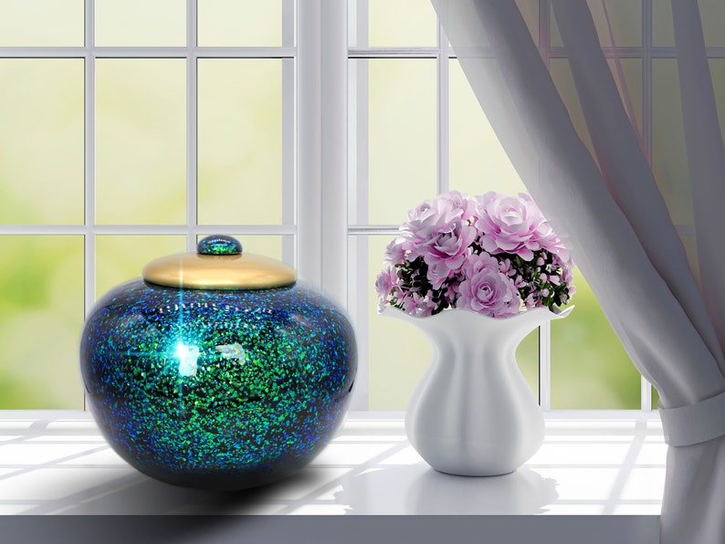 Green Sparkle Cremation Urns for Human Ashes Large XL Small Cremation Urns for Adults Keepsakes Urn Urns for Humans & Burial Urns for Ashes image 4