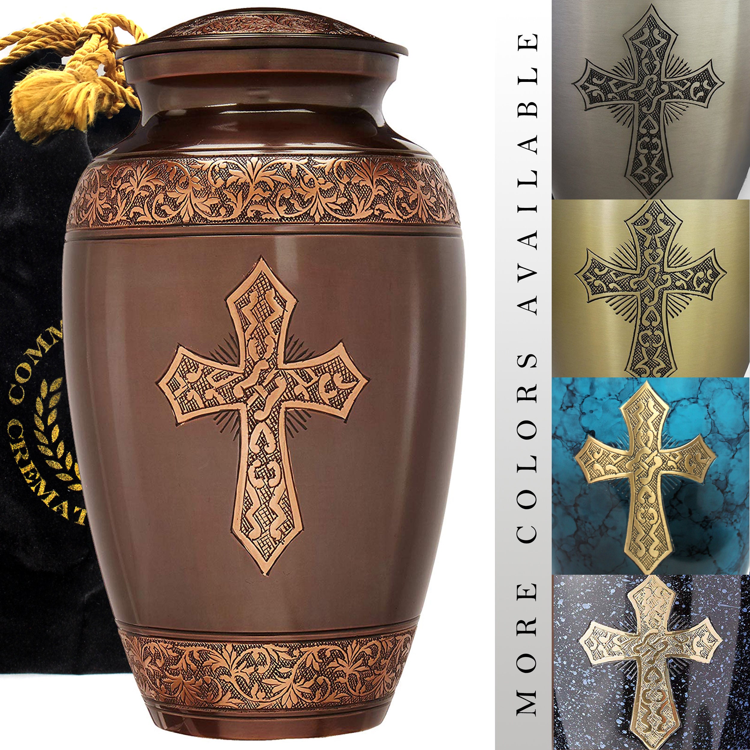 Bronze Cross Cremation Urns for Human Ashes Large XL Small