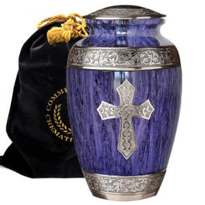 Urns for Human Ashes Large XL Small Purple Cremation Urns for Adults Keepsakes Urn Urns for Humans & Burial Urns for Ashes Cross Urns