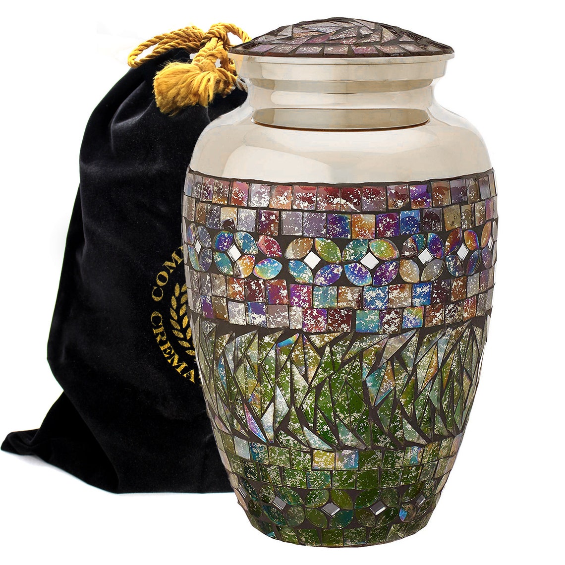 Iridescent Cracked Glass Mosaic Cremation Urn Urns for Human Etsy