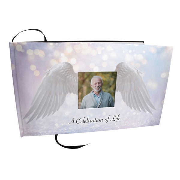 Guardian Angel Theme Celebration of Life Funeral Guest Book for Funeral or Memorial Service Funeral Guest Sign in Book Funeral Guest Books