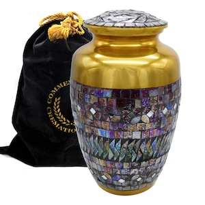 Hand Engraved Cremation Urn for Human Ashes: Aluminum Alloy, Secure Lid