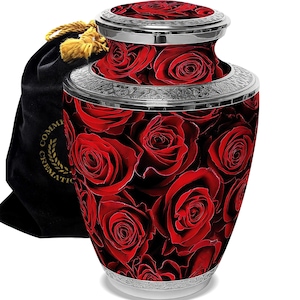 Crimson Rose Cremation Urns for Human Ashes Large XL Small Cremation Urns for Adults Keepsakes Urn Urns for Humans & Burial Urns for Ashes