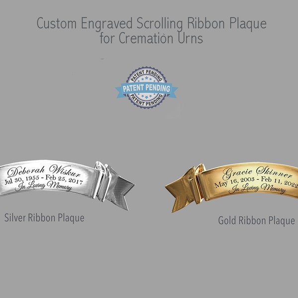 Custom Engraved Ribbon Plaque for Cremation Urns for Adults, Chain-Free Name Plates for Urn, Engraved Urns for Human Ashes, Urn Plaque
