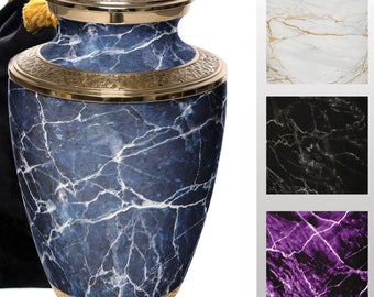 Urns for Human Ashes Large XL Small Marble Blue Cremation Urns for Adults Keepsakes Urn Urns for Humans & Burial Urns for Ashes