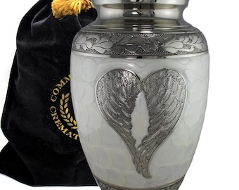 Angel Wing Cremation Urn: Hand-Engraved Aluminum, Keepsake Urn