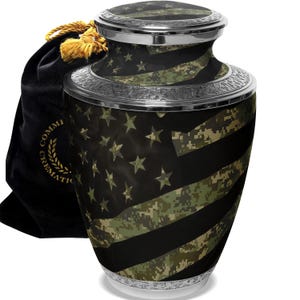 Army Cremation Urn for Human Ashes, Cremation Urns for Adults, Urns for Humans, Urns for Ashes Full Size, Cremate Urn XL Urns Military Urns