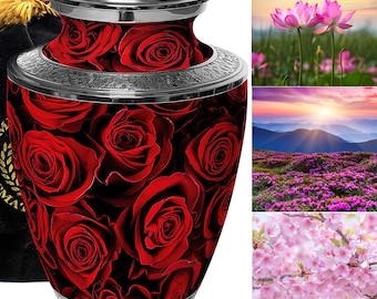 Rose Custom Cremation Urn Set Rose urns for human ashes XL L S Adult Cremation Urn for Ashes Male or Female unique cremation urn