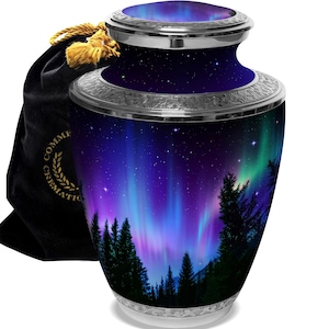 Aurora Borealis Cremation Urn: Northern Lights Urn for Human Ashes
