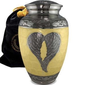 Yellow Angel Cremation Urns for Human Ashes Large XL Small Cremation Urns for Adults Keepsakes Urn Urns for Humans & Burial Urns for Ashes