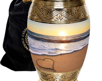 Sunset Cremation Urn for Human Ashes: Beach Memorial Urn