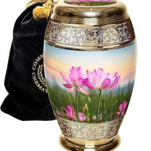 Flower Urns for Human Ashes Lotus Cremation Urns for Adults Large XL Small Keepsakes Urn Urns for Humans & Burial Urns for Ashes Flower Urns