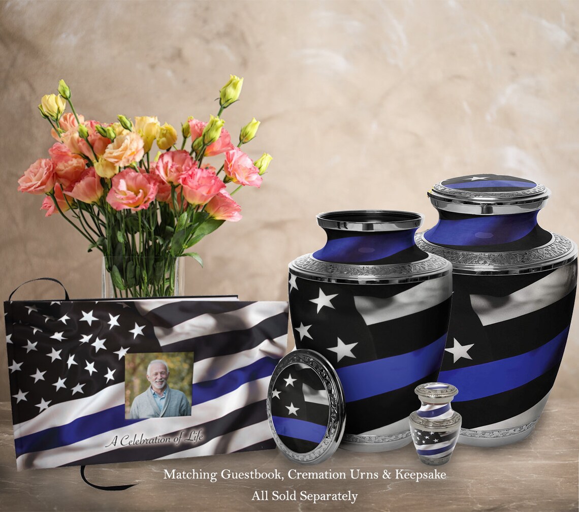 Blue Line Flag Police & Law Enforcement Cremation Urn Urns Etsy