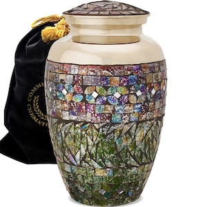 Glass Mosaic Cremation Urns for Human Ashes Large XL Small Cremation Urns for Adults Keepsakes Urn Urns for Humans & Burial Urns for Ashes