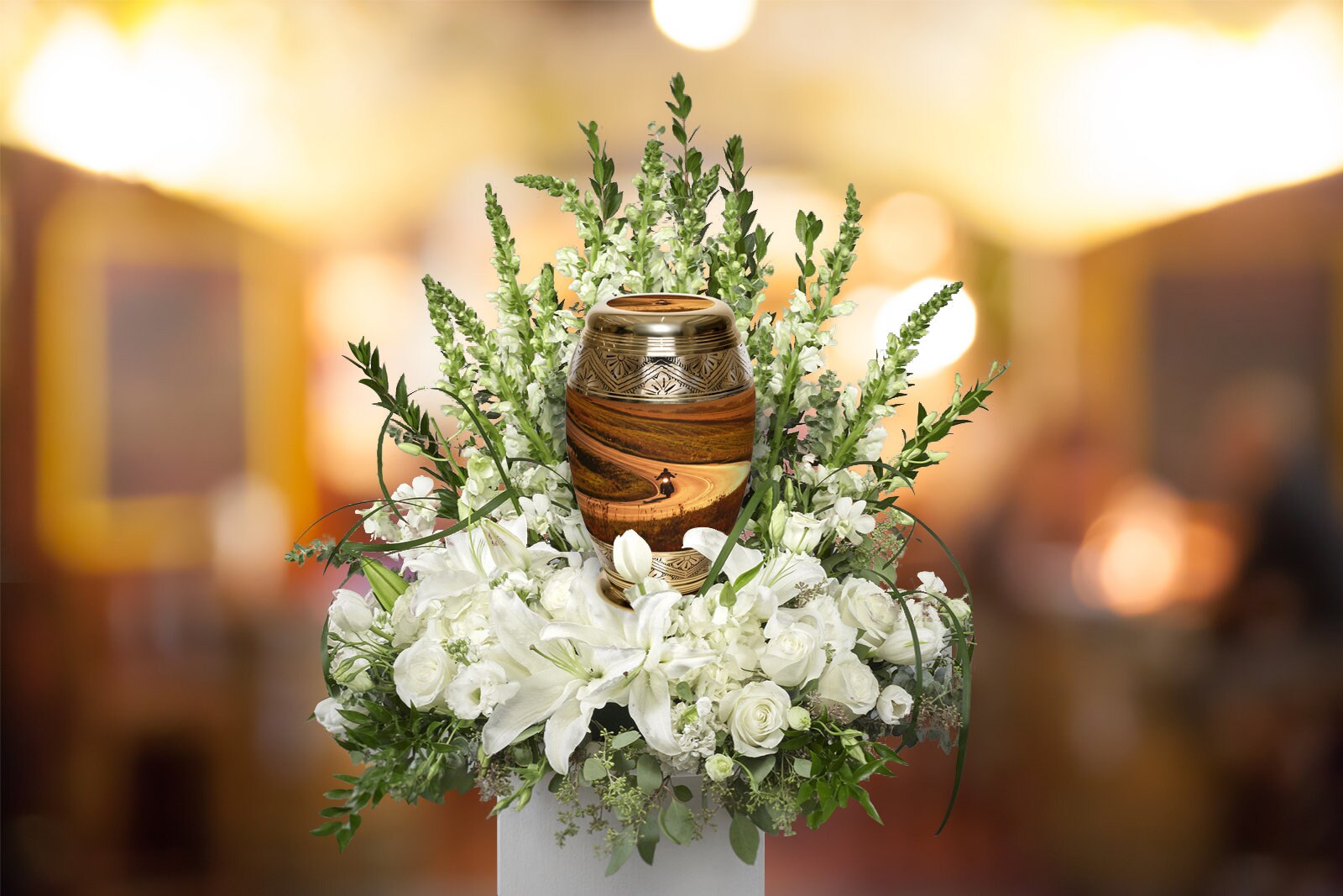 Urna Funeraria BOLD & DIVINE Con Stampa Uccelli Bianchi – 500 Cm³, Alluminio, Con Sacchetto In Velluto – Per Ceneri Umane - 5