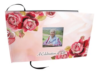 Roses Celebration of Life Guest Book: Funeral Memorial Sign In
