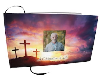 Three Crosses Funeral Guest Book: Celebration of Life Memorial