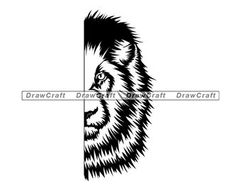 Free Free 217 Cricut Half Lion Face Svg SVG PNG EPS DXF File