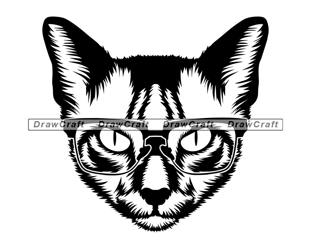 Cat In Glasses SVG Cat SVG Smart Svg Cat Cut Files Cat | Etsy