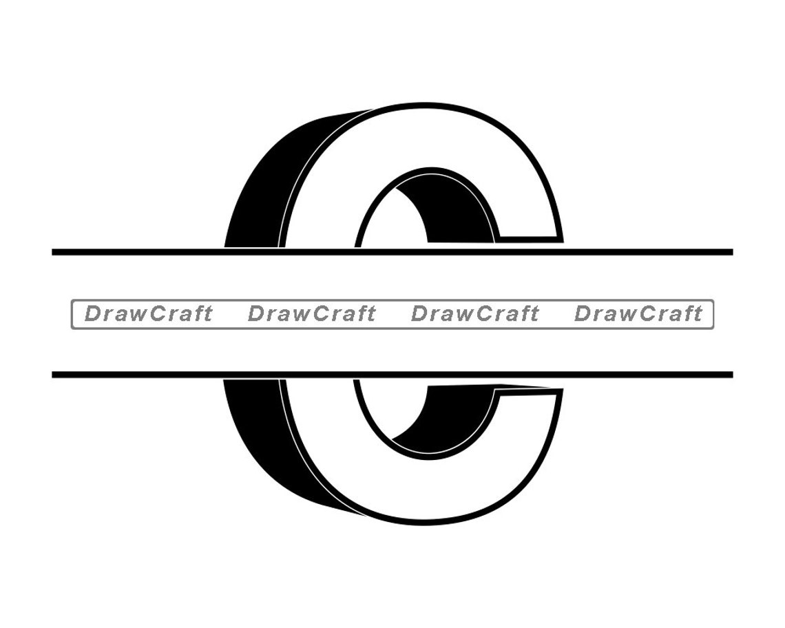 Letter c split monogram svg png dxf regal split alphabet