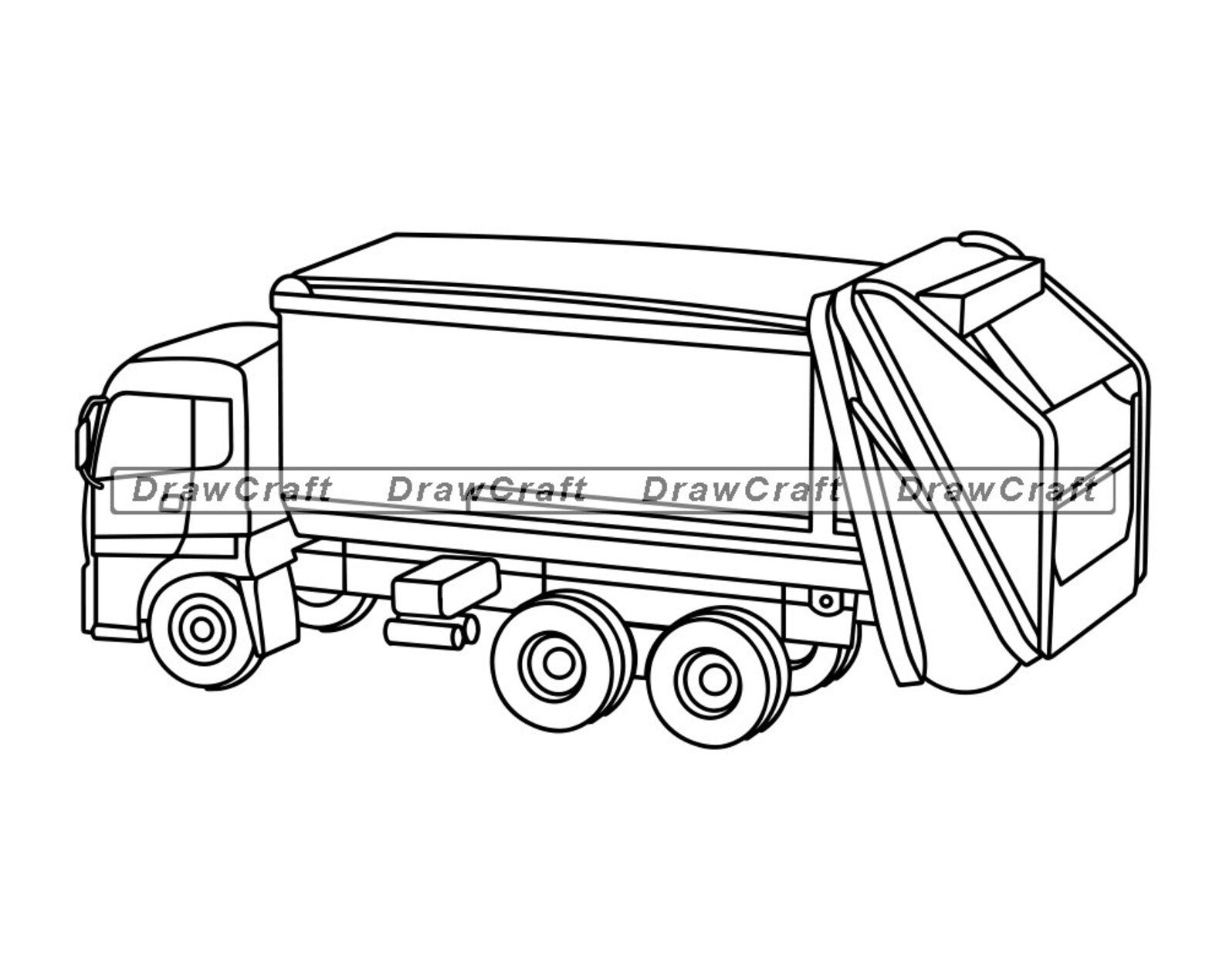 Garbage Truck Outline Svg Garbage Truck Svg Garbage Svg Etsy