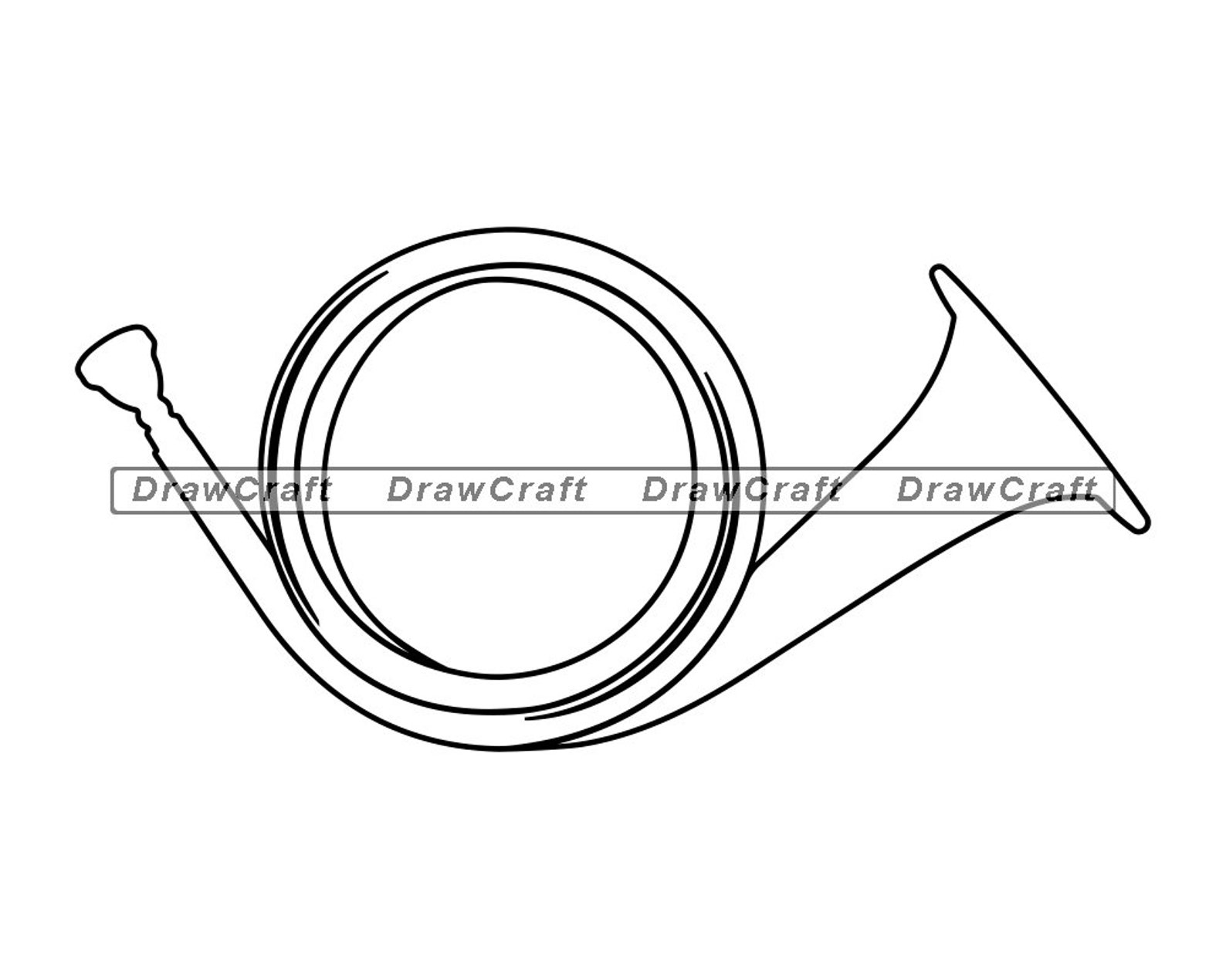 Hunting Horn Outline Svg Hunter Svg Hunting Svg Hunting Etsy