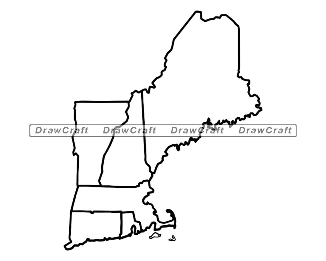 New England Map Outline Svg New England Svg States Svg New  Etsy
