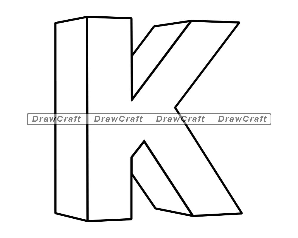 Letter K 3D Outline SVG Letter K Svg Name Svg Birthday Svg Etsy