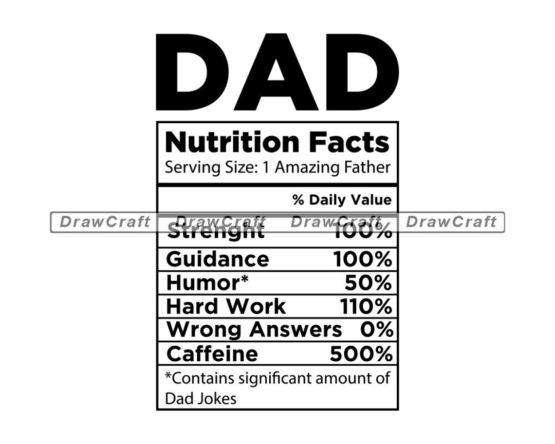Dad Nutrition Facts Svg Dad Svg Father Svg Father's Day | Etsy