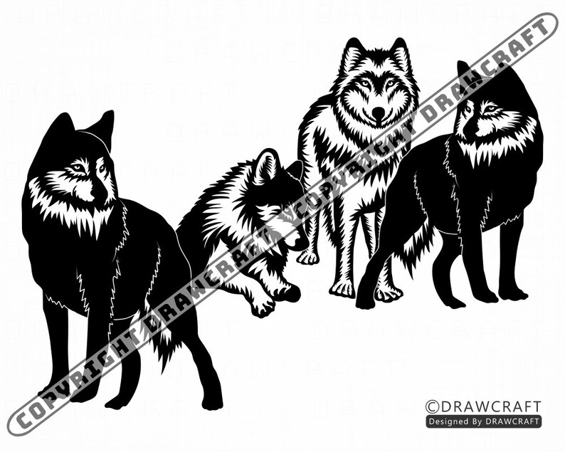 Download Wolf Pack 4 Svg Wolf Svg Wolves Svg Forest Creatures Svg | Etsy