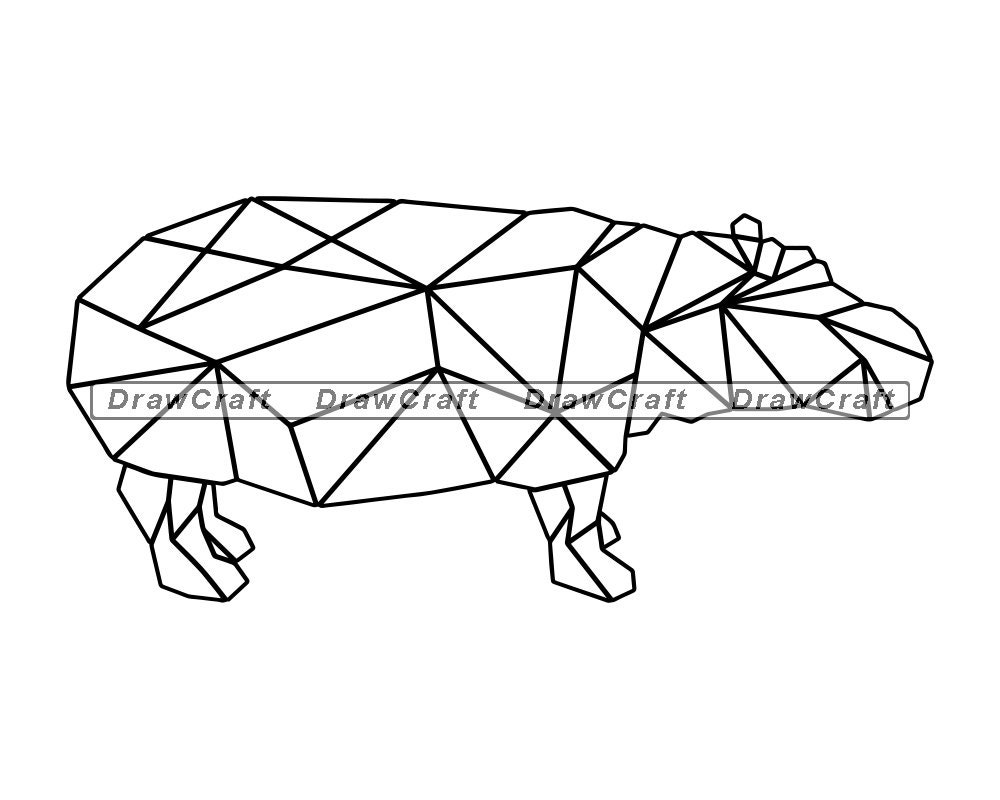 Download Geometric Hippo Outline Svg Hippo Svg Geometric Animals Svg Etsy
