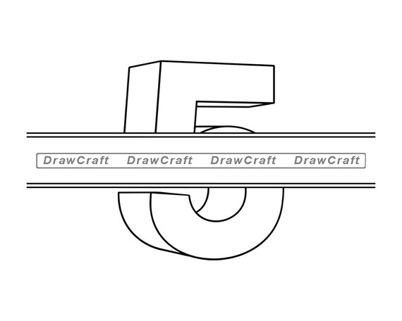 Download Number 5 Split Monogram Outline Svg Number Five 3d Svg Etsy