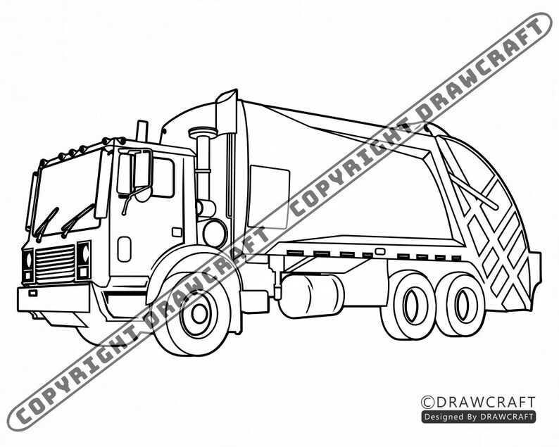 Garbage Truck Outline 2 Svg Garbage Truck Svg Garbage Svg | Etsy