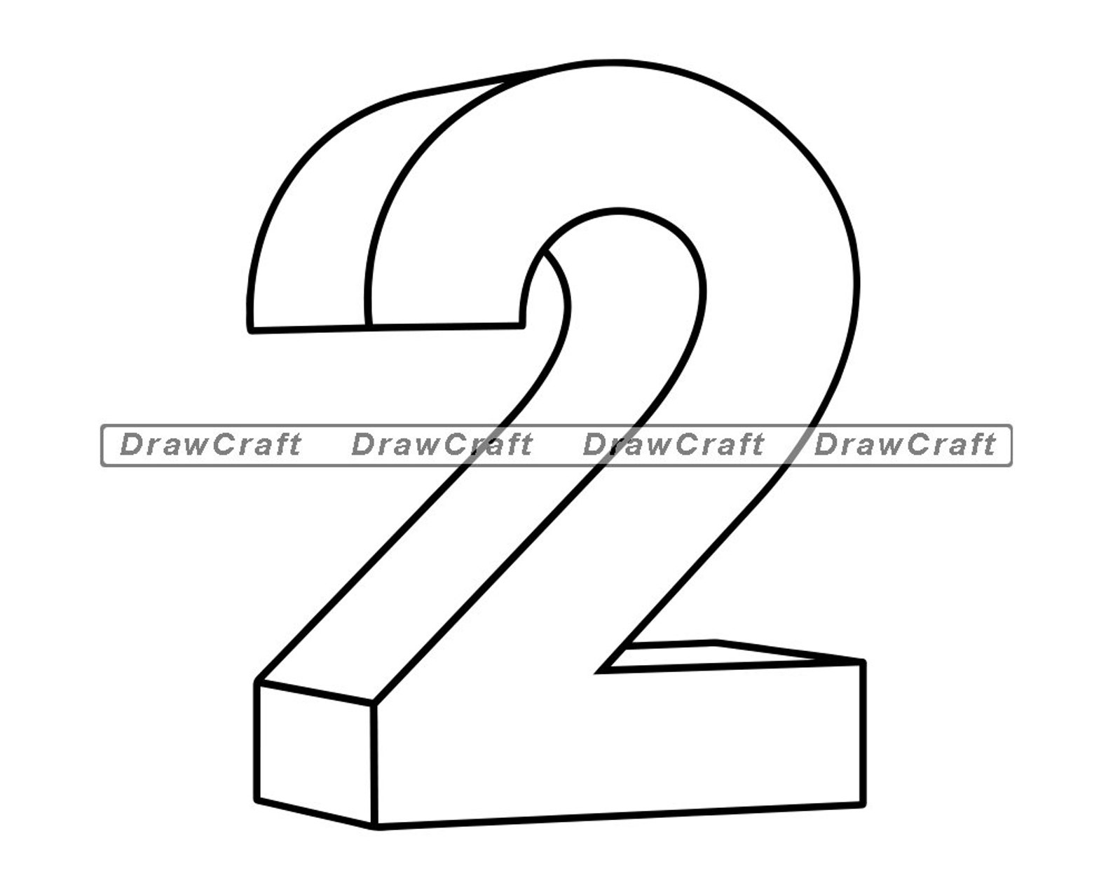 Number Two 3D Outline SVG Number 2 Svg Age Svg Birthday Etsy