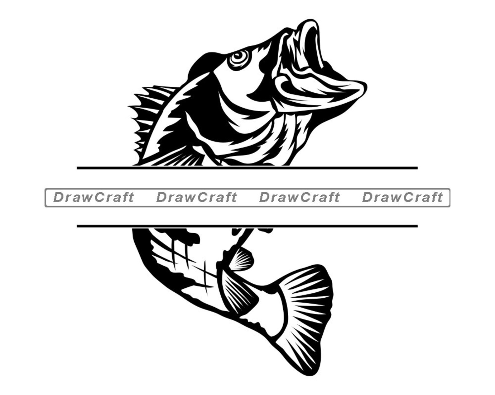 Bass Split Monogram Logo Svg Bass Svg Fishing Svg Fish Svg | Etsy