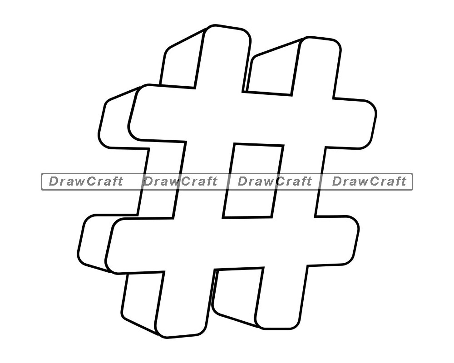 Hashtag 3D Outline SVG Hashtag Svg Hashtag Cut Files Etsy