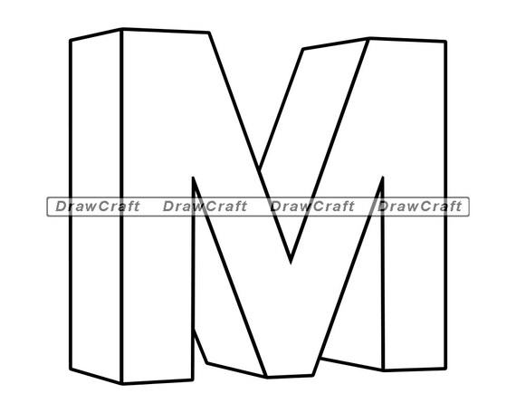 Download Letter M 3d Outline Svg Letter M Svg Name Svg Birthday Svg Etsy